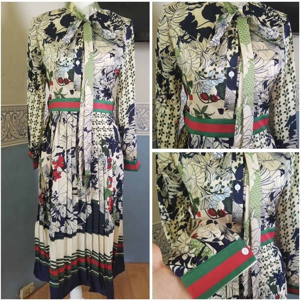 Gorgeous Modest Midi Dress Gucci Colors New